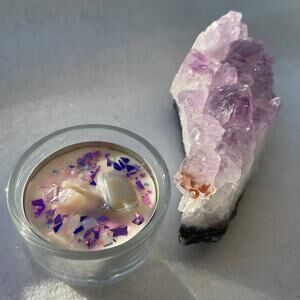 ✨ Illuminate the Soul - Amethyst Crystal Cluster with Agate Encrusted Candle ✨